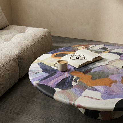Hand-Painted Round Art Coffee Table | Modern Creative Living Room
