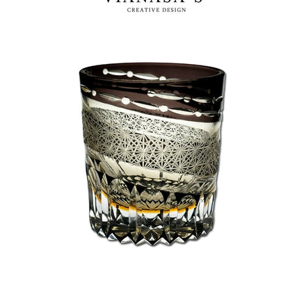 Handmade Edo Cut Crystal Whiskey Tumbler with Meteor Moon Pattern