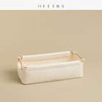 Ivory white rectangular frame (wrinkle pattern 28*14*8cm)