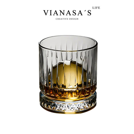 Lead-Free Crystal Whiskey Tumbler 230ml | Striped Glass