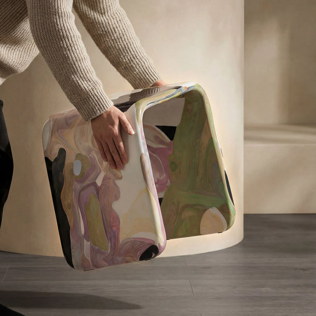 Hand-Painted Artistic Corner Table | Creative Living Room Side Table