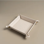 Apricot White (Medium) Square Woven Button Storage Box