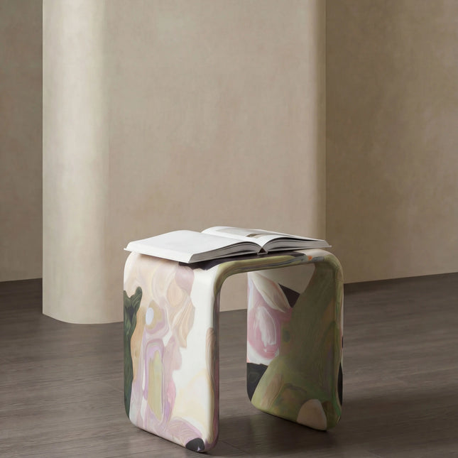 Hand-Painted Artistic Corner Table | Creative Living Room Side Table