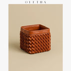 Coffee brown square storage tube (wave pattern series)