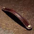 Three-layer drum leather simple dark brown 13cm hole spacing