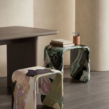Hand-Painted Artistic Corner Table | Creative Living Room Side Table