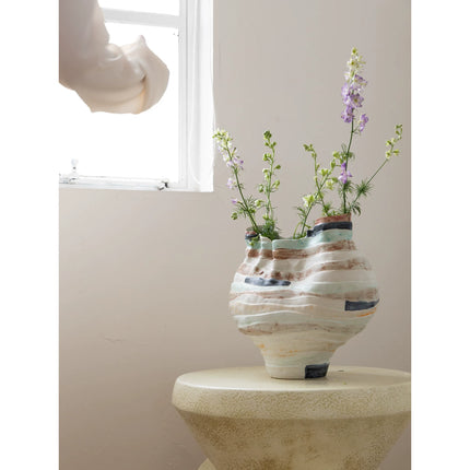 Irregular Painted Art Wide Mouth Vase | Gold Coast | DC508