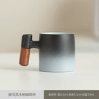 Wooden handle coffee cup black and white gradient