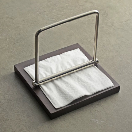Vintage Metal and Wood Square Napkin Holder