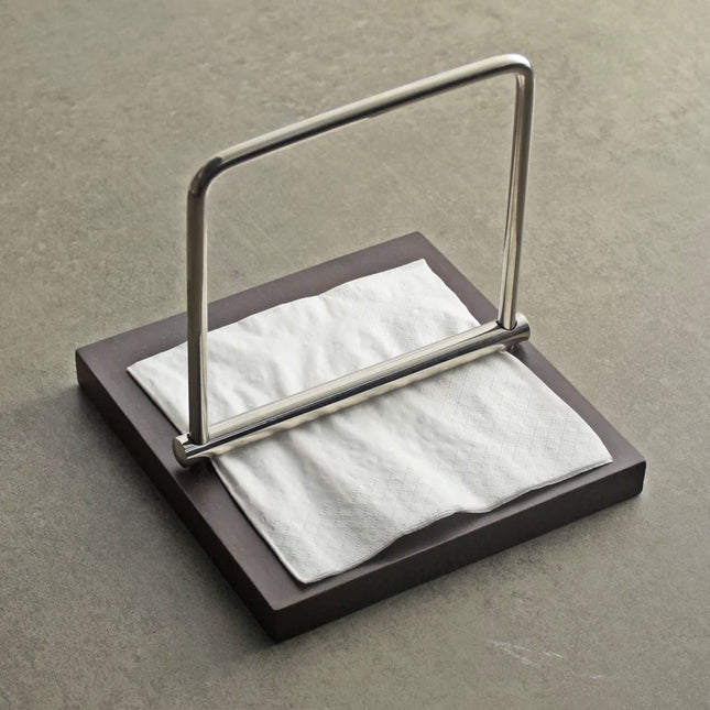 Vintage Metal and Wood Square Napkin Holder