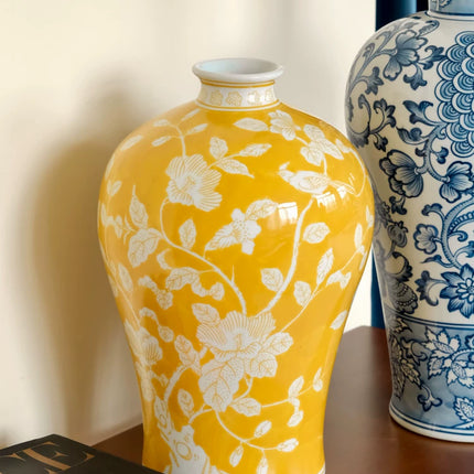 Yellow Orchid Ceramic Vase | New Chinese Style