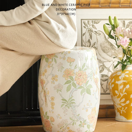 Chinese Floral Birds Ceramic Drum Stool | 6227347606144