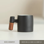 Wooden handle coffee cup black