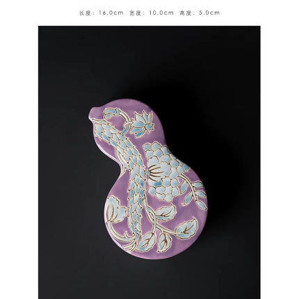 Phoenix Relief Flat Decorative Vase | New Chinese Style