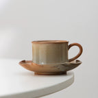 Shino Ware Wood-Fired Coffee Cup with Saucer