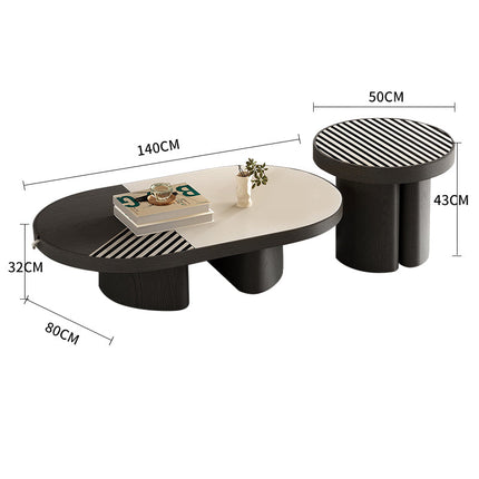 Striped Contrast Color Designer Coffee Table Set