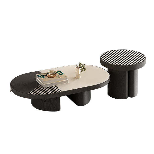 Striped Contrast Color Designer Coffee Table Set