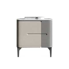 Grey & White Sintered Stone 2-Drawer Cabinet