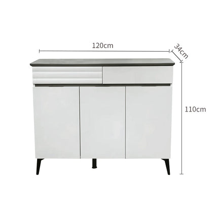 Three-Door Shoe Cabinet in White & Black Stripes