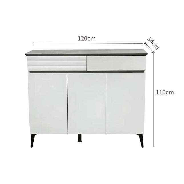 Three-Door Shoe Cabinet in White & Black Stripes