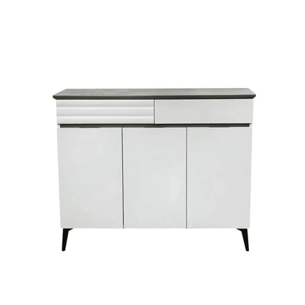 Three-Door Shoe Cabinet in White & Black Stripes