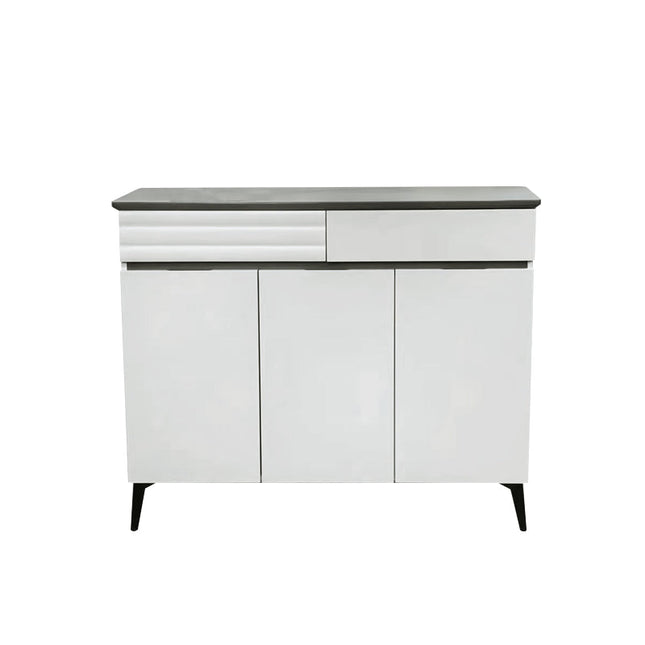 Three-Door Shoe Cabinet in White & Black Stripes