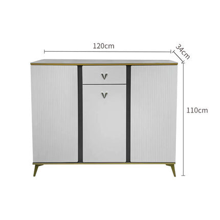Handmade Australia Vertical Stripe Two-Door Luxury Style Shoe Cabinet | PP-S012
