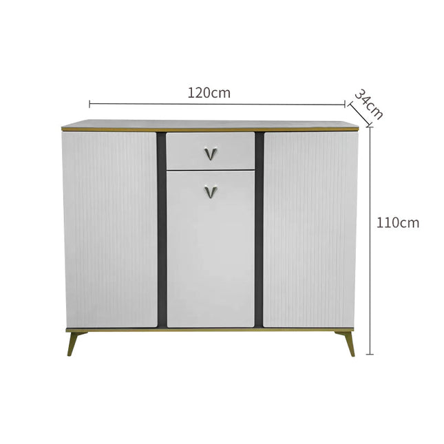 Handmade Australia Vertical Stripe Two-Door Luxury Style Shoe Cabinet | PP-S012