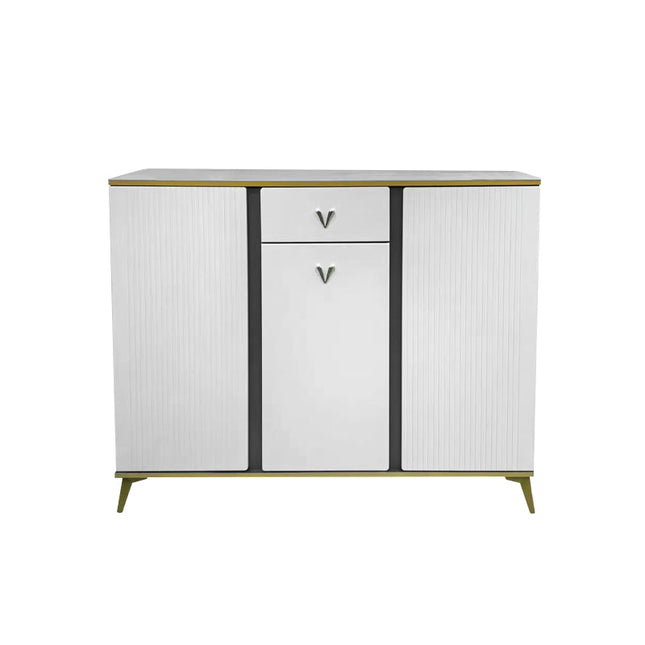 Handmade Australia Vertical Stripe Two-Door Luxury Style Shoe Cabinet | PP-S012
