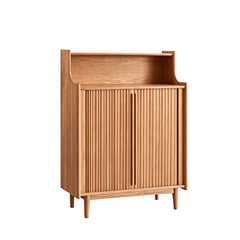 Light Walnut-Colored Ash Wood Roll-Up Shoe Cabinet