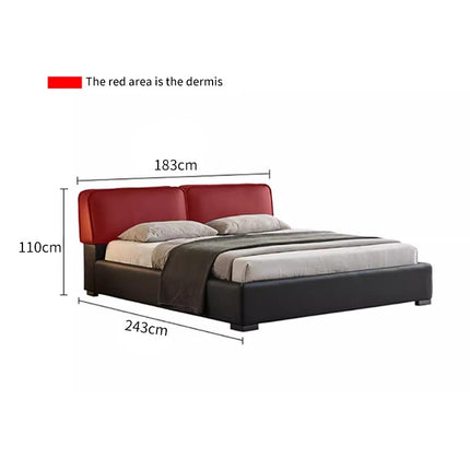 SUEDE Genuine Leather Black Cowhide Soft Bed