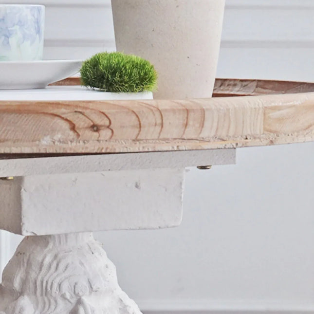 French Vintage White Round Side Table | European Style