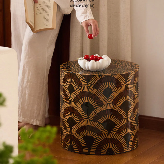 Handmade Fan-Patterned Side Table | Vintage Style