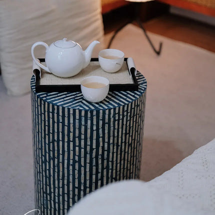 Handmade Shell Round Side Table | Modern Living Room