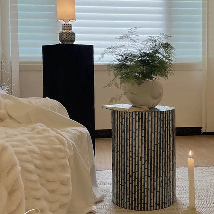Handmade Shell Round Side Table | Modern Living Room