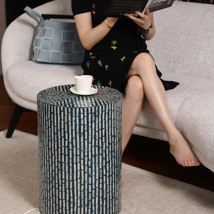 Handmade Shell Round Side Table | Modern Living Room