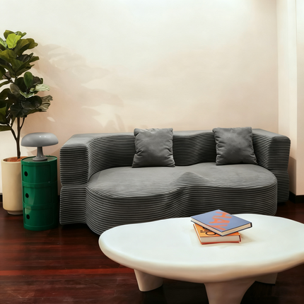 “Haven” Grey Corduroy Convertible Sofa Bed – Modern Foldable Sofa