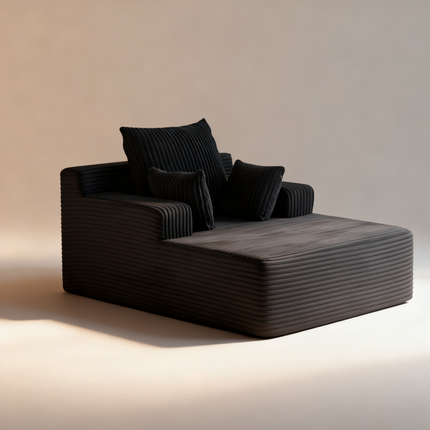 “Oslo” Black Corduroy Single Seater Sofa