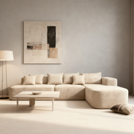 Presale L-Shaped Corduroy Compression Fabric Sofa – Modern Modular Sectional Couch