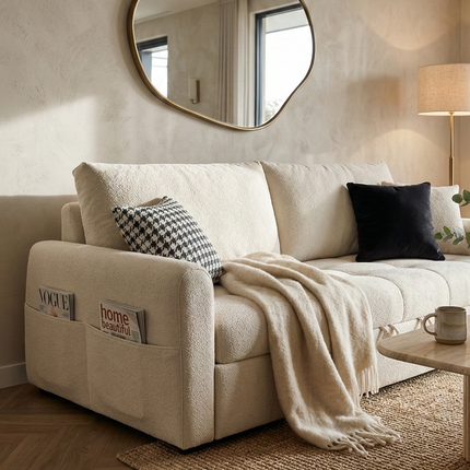 Beige Suede Sofa Bed/180