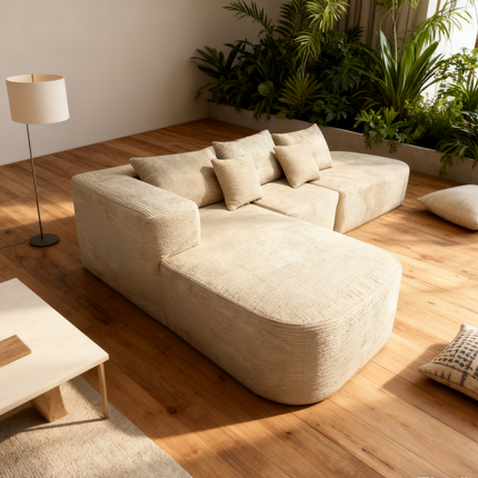 Presale L-Shaped Corduroy Compression Fabric Sofa – Modern Modular Sectional Couch