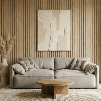 Light Beige Suede Fabric Elephant Ear Sofa