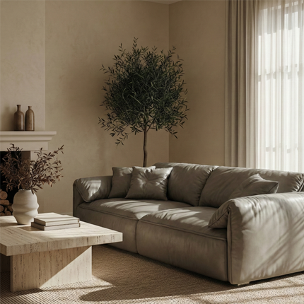 Light Beige Suede Fabric Elephant Ear Sofa