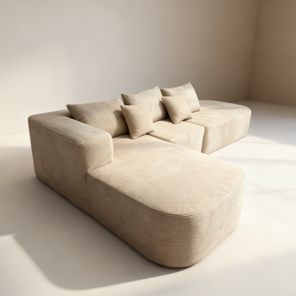 Presale L-Shaped Corduroy Compression Fabric Sofa – Modern Modular Sectional Couch