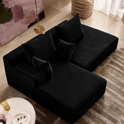 “Oslo” Black Corduroy Single Seater Sofa