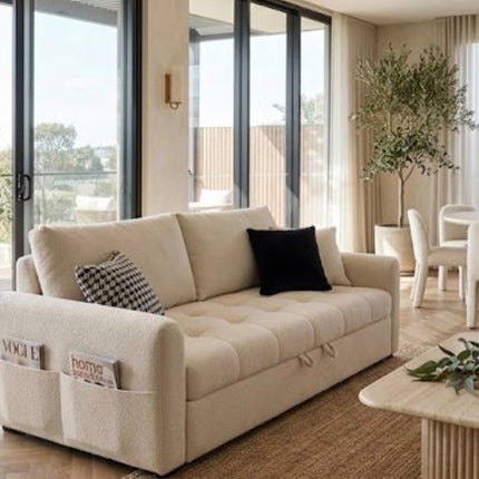 Beige Suede Sofa Bed/180