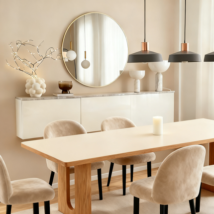 Pre Sale TitanStone™ Rectangular Travertine Dining Table with Solid Wood Legs