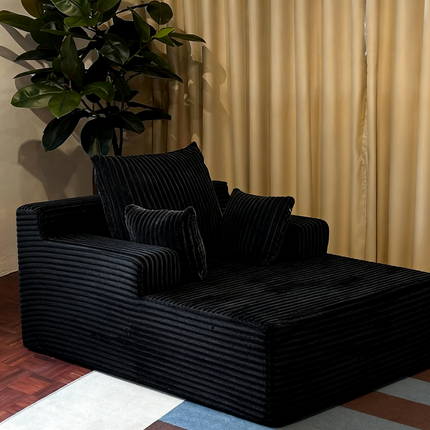 “Oslo” Black Corduroy Single Seater Sofa