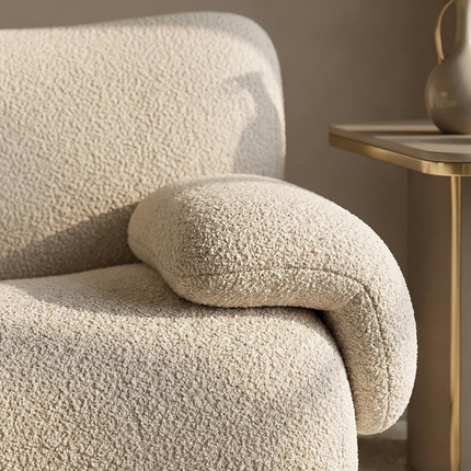 Bamboo-Jacquard Plush Two-Armed Three-Seater Compression Sofa