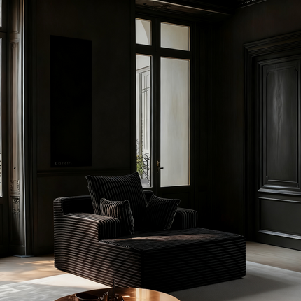 “Oslo” Black Corduroy Single Seater Sofa